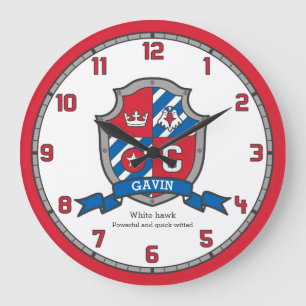 Reloj Redondo Grande Nombre de los chicos de Gavin que significa pájaro
