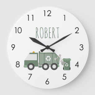 Reloj Redondo Grande Nombre de los niños de los vehículos de los camion
