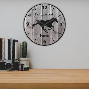 Reloj Redondo Grande Nombre de rancho o establo 2 estilo personalizado 