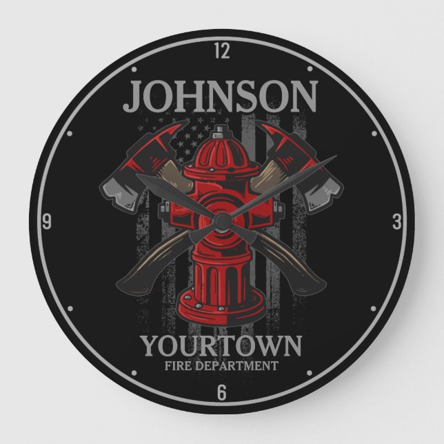 Reloj Redondo Grande NOMBRE DEL bombero Departamento de bomberos Bander (Anverso)