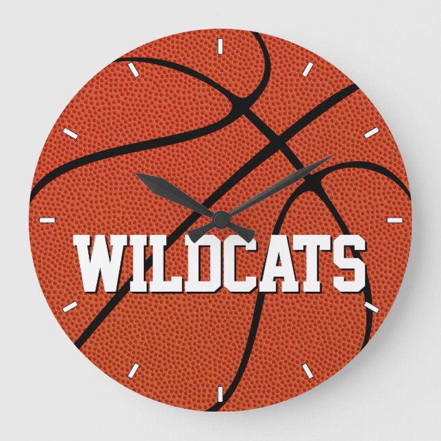 Reloj Redondo Grande Nombre del equipo del Personalizado de baloncesto  (Anverso)