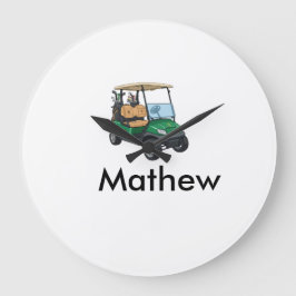 Reloj Redondo Grande nombre del hombre del coche de golf verde regalos