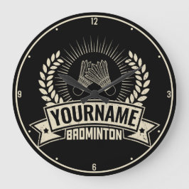 Reloj Redondo Grande Nombre del jugador de Badminton personalizado Racq