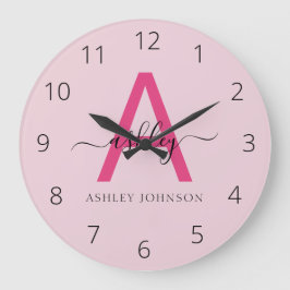 Reloj Redondo Grande Nombre del Monograma de Giro de Guión Moderno Cali