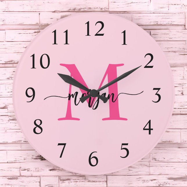 Reloj Redondo Grande Nombre del Monograma de Giro de Guión Moderno Cali (Subido por el creador)