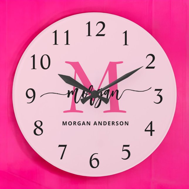Reloj Redondo Grande Nombre del Monograma de Giro de Guión Moderno Cali (Subido por el creador)