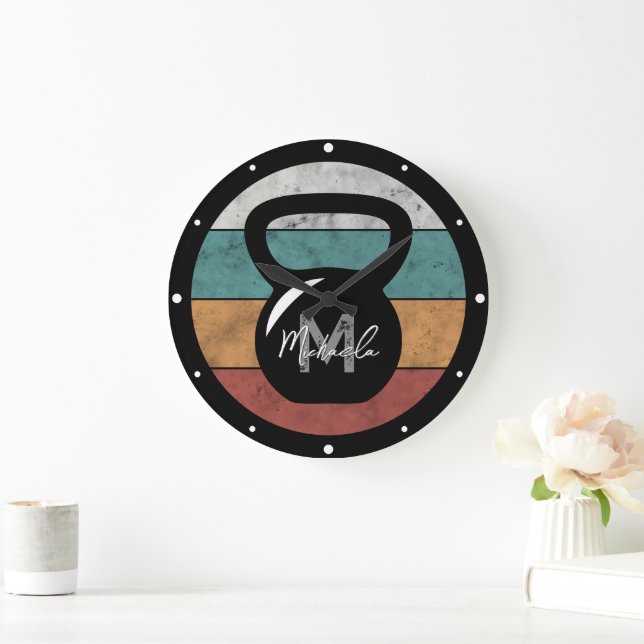 Reloj Redondo Grande Nombre del monograma del personalizado del timbre  (Hogar)