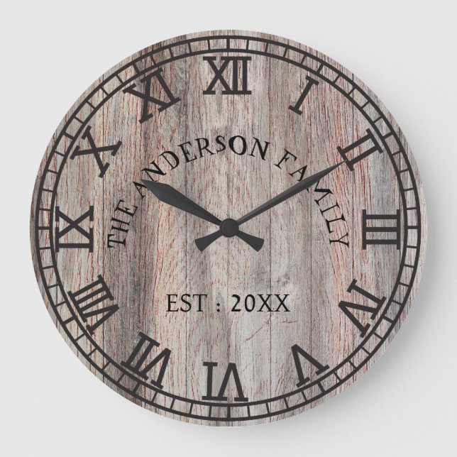 Reloj Redondo Grande Nombre familiar de Personalizado de granja de mono (Anverso)