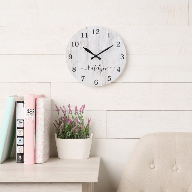 Reloj Redondo Grande Nombre familiar de Personalizado de granja de mono (Sala de lectura)