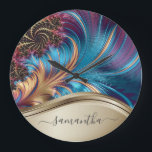 Reloj Redondo Grande Nombre moderno fractal azul dorado manuscrito<br><div class="desc">Este diseño también está disponible en otros modelos de teléfono. Elija Tipo de dispositivo para ver otros fundas de iPhone, Samsung Galaxy o Google. Algunos estilos se pueden cambiar seleccionando Estilo si se trata de una opción. Este diseño puede ser personalizado en el área proporcionada cambiando la foto y/o el...</div>