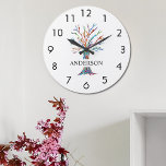 Reloj Redondo Grande Nombre Monograma Arcoiris<br><div class="desc">Este elegante Wall Clock está decorado con un colorido árbol de mosaicos. Personalizable fácilmente con su nombre o monograma. Porque creamos nuestra propia obra de arte no encontrarás esta imagen exacta de otros diseñadores. Original Mosaico © Michele Davies.</div>