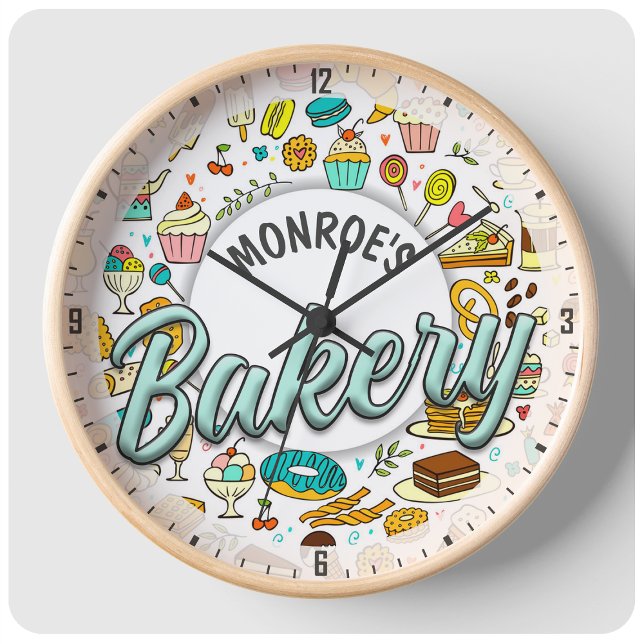Reloj Redondo Grande NOMBRE personalizado Baker Panadería Pastry Chef B (Subido por el creador)