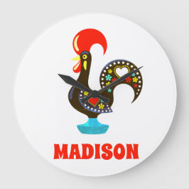 Reloj Redondo Grande Nombre personalizado Barcelos Rooster portugués ne