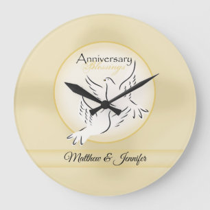 Reloj Redondo Grande Nombre personalizado, bendiciones del aniversario