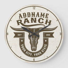 Reloj Redondo Grande NOMBRE Personalizado Bull Steer Skull Western Ranc