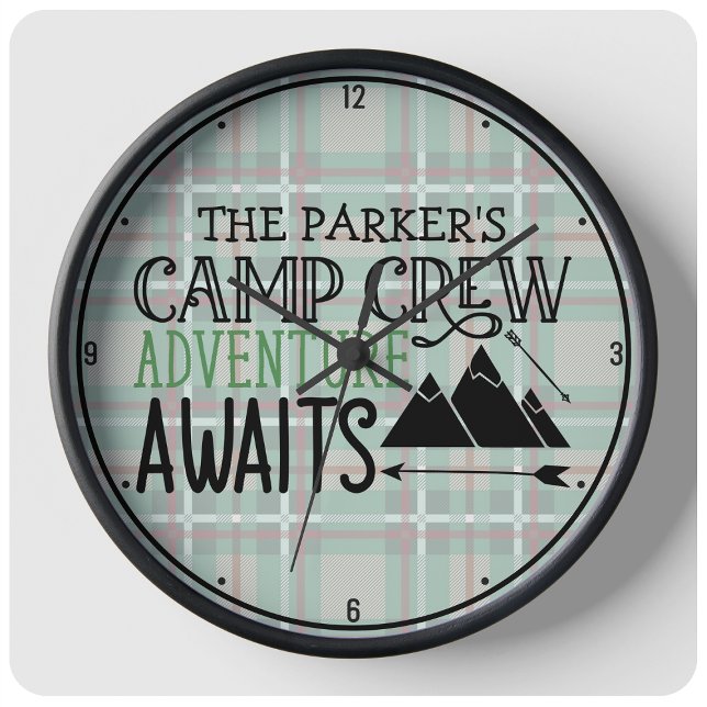 Reloj Redondo Grande NOMBRE personalizado Cabina Camping Adventure (Subido por el creador)