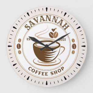 Reloj Redondo Grande Nombre personalizado Café retro marrón vintage Din