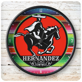 Reloj Redondo Grande NOMBRE Personalizado Carro Caballo Serape Español 