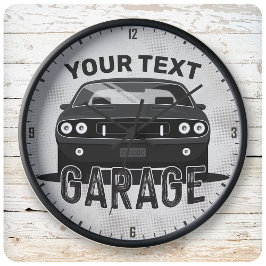 Reloj Redondo Grande NOMBRE Personalizado Clásico Músculo Coche Garaje 