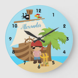 Reloj Redondo Grande Nombre Personalizado De Cuate Pirate Boy Y Un Gran