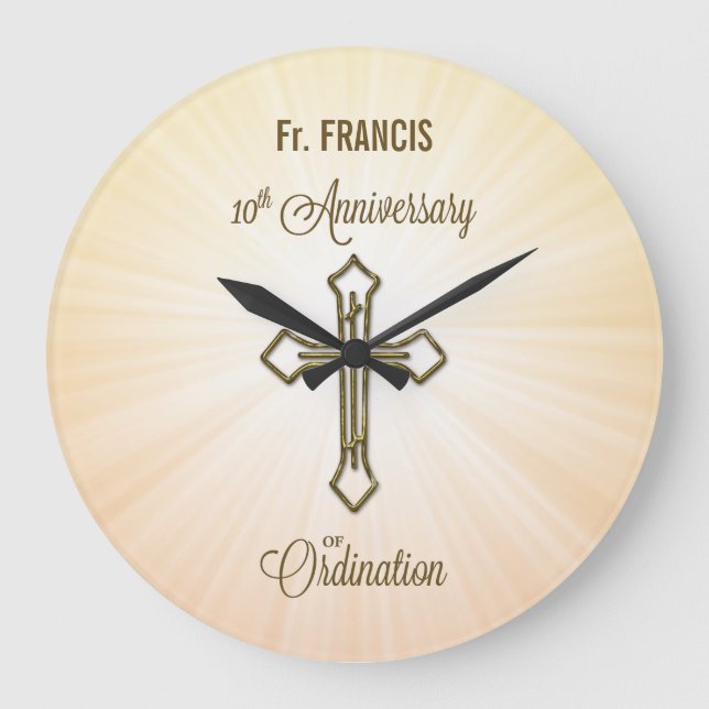 Reloj Redondo Grande Nombre personalizado, décimo aniversario de la Ord (Anverso)