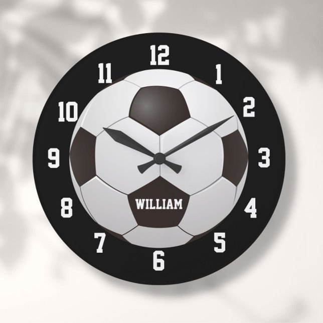 Reloj Redondo Grande Nombre personalizado del fútbol de fútbol (Subido por el creador)