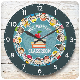 Reloj Redondo Grande NOMBRE personalizado en aula de profesores