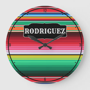 Reloj Redondo Grande Nombre personalizado: funda mexicana serape españo