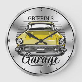 Reloj Redondo Grande NOMBRE personalizado: garaje de coches clásico ame