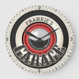 Reloj Redondo Grande NOMBRE personalizado Garaje de neumáticos de pared