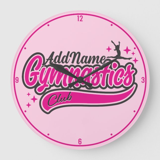 Reloj Redondo Grande NOMBRE personalizado Gimnasia de salto dividido de (Anverso)
