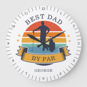 Reloj Redondo Grande Nombre Personalizado Golf Dad By Par Birthday Retr