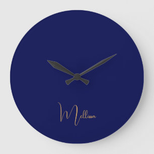 Reloj Redondo Grande Nombre personalizado minimalista azul