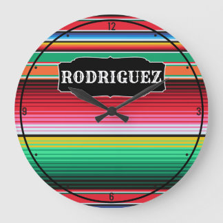 Reloj Redondo Grande Nombre personalizado Montañas Españolas Serape Mex