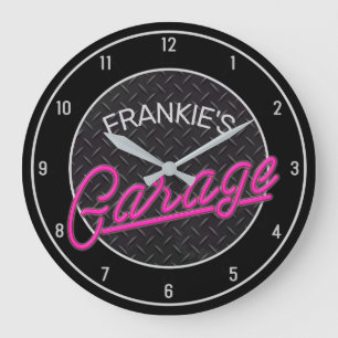 Reloj Redondo Grande NOMBRE personalizado Neon Look Diamond Plage Tools