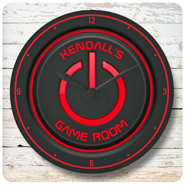 Reloj Redondo Grande NOMBRE personalizado Neon Power Button Game Room R (Subido por el creador)