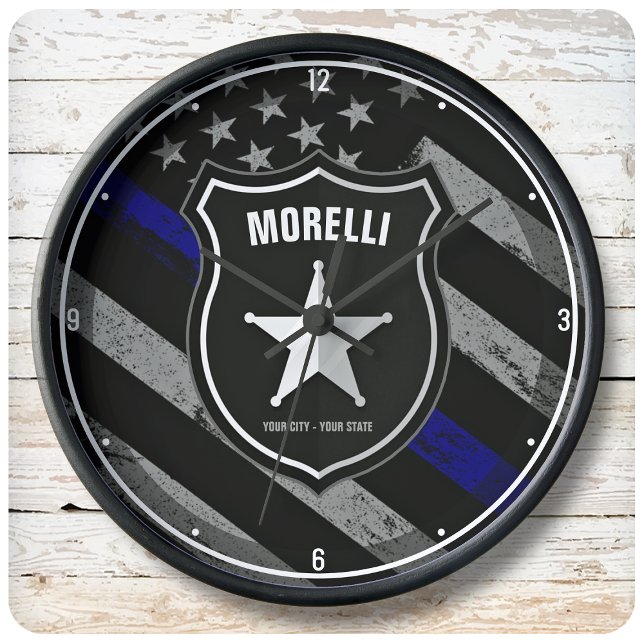 Reloj Redondo Grande NOMBRE Personalizado Oficial de Policía Sheriff Co (Subido por el creador)