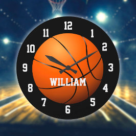 Reloj Redondo Grande Nombre personalizado personalizado del baloncesto