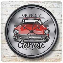 Reloj Redondo Grande NOMBRE Personalizado Retro Classic Car Cruiser Gar