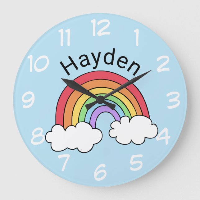 Reloj Redondo Grande Nombre sobre el arcoiris (Anverso)