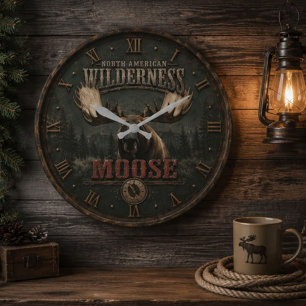 Reloj Redondo Grande North American Rustic Moose Cabin Decor