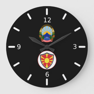 Reloj Redondo Grande North Macedonia flag-coat arms large clock