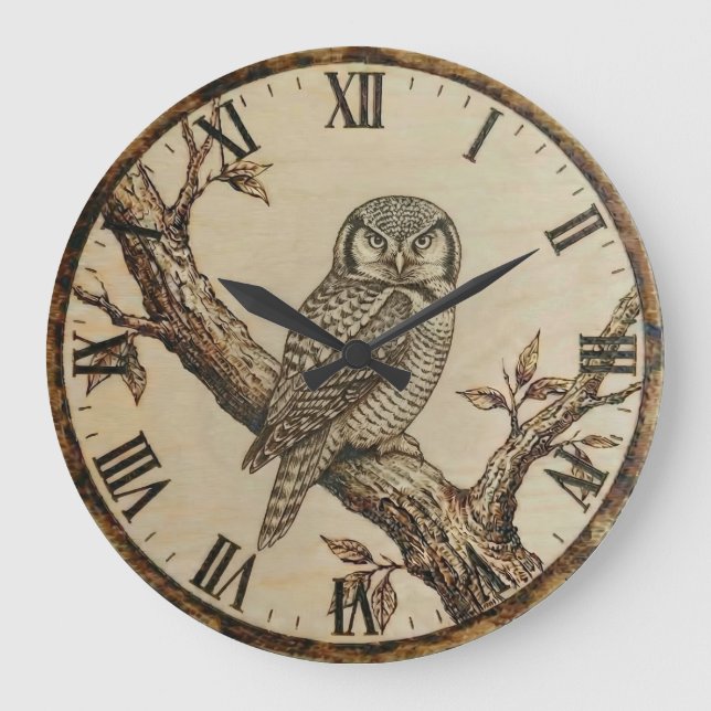 Reloj Redondo Grande Northern Hawk Owl - Wall Clock (Anverso)