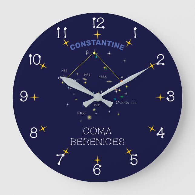 Reloj Redondo Grande Northern Hemisphere Constellation Coma Berenices (Anverso)