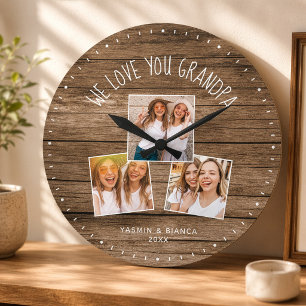 Reloj Redondo Grande NOS ENCANTA GRANDPA Personalizado Photo Fathers Da