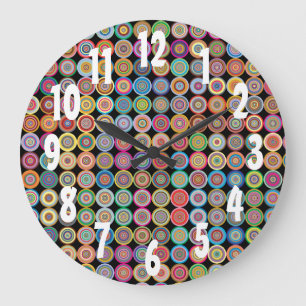 Reloj Redondo Grande Nostalgia Funky Sofisticada Patrón Elegante de los