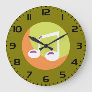 Reloj Redondo Grande Nota Musical Vibrante Doble Octava