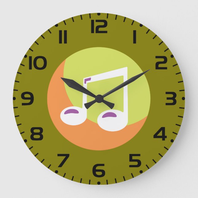 Reloj Redondo Grande Nota Musical Vibrante Doble Octava (Anverso)