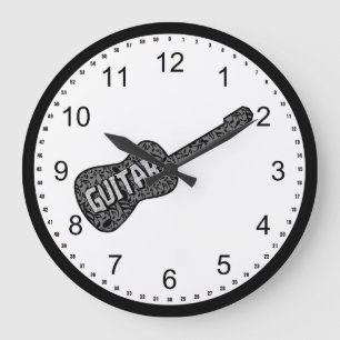 Reloj Redondo Grande Notas de música de guitarra