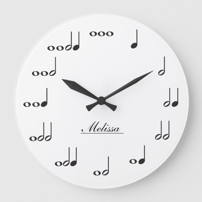 Reloj Redondo Grande Notas de música personalizadas (Anverso)